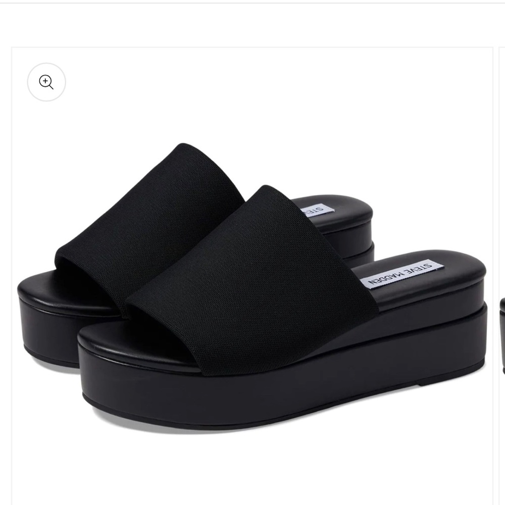 Steve Madden Black Platform Slides